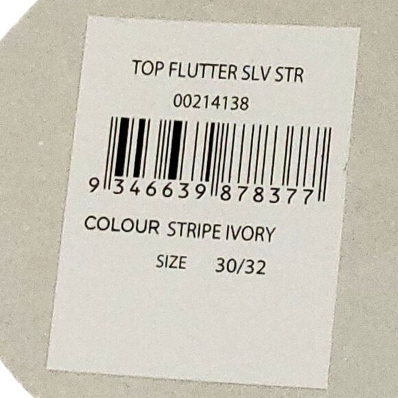 Zim & Zoe Womens Plus Size Flutter Sleeve Striped Navy Blue Ivory Top 30/32 - Picture 3 of 11